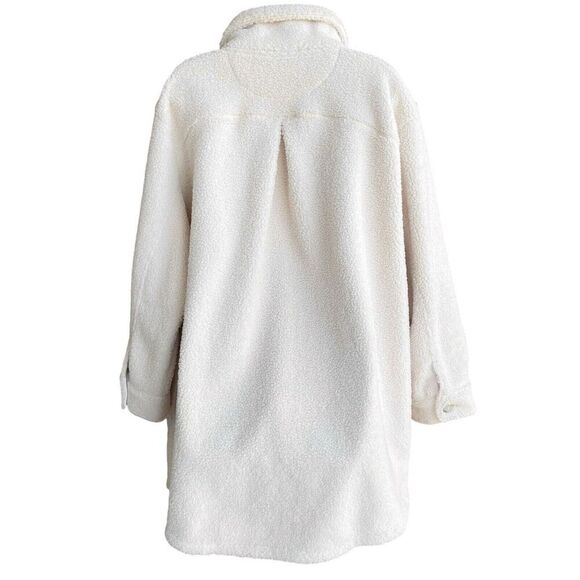 Spanx Luxe Fleece Shacket Plus Size 3X Cream Cozy Pockets Oversized Jacket - Picture 3 of 5